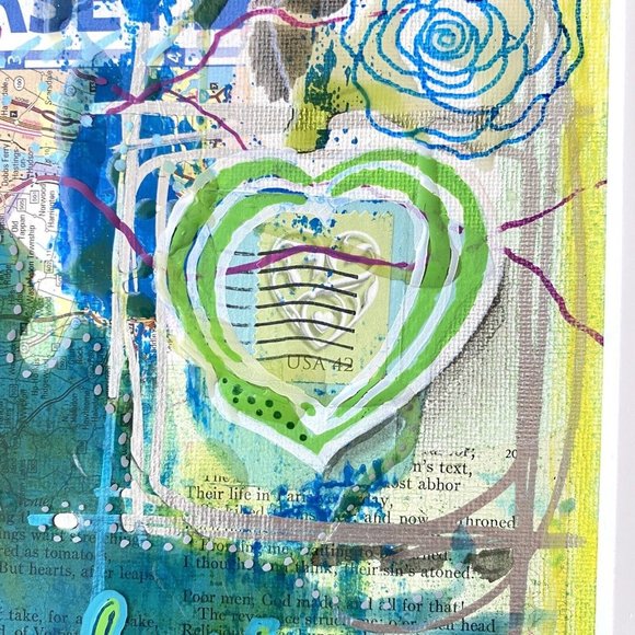 Jersey Beauty - Original Art Mixed Media Signed Painting Framed White 9”x11” - Picture 6 of 8